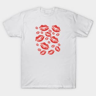 Cover Me In Kisses Playful Red Lipstick Flirtatious Fun T-Shirt